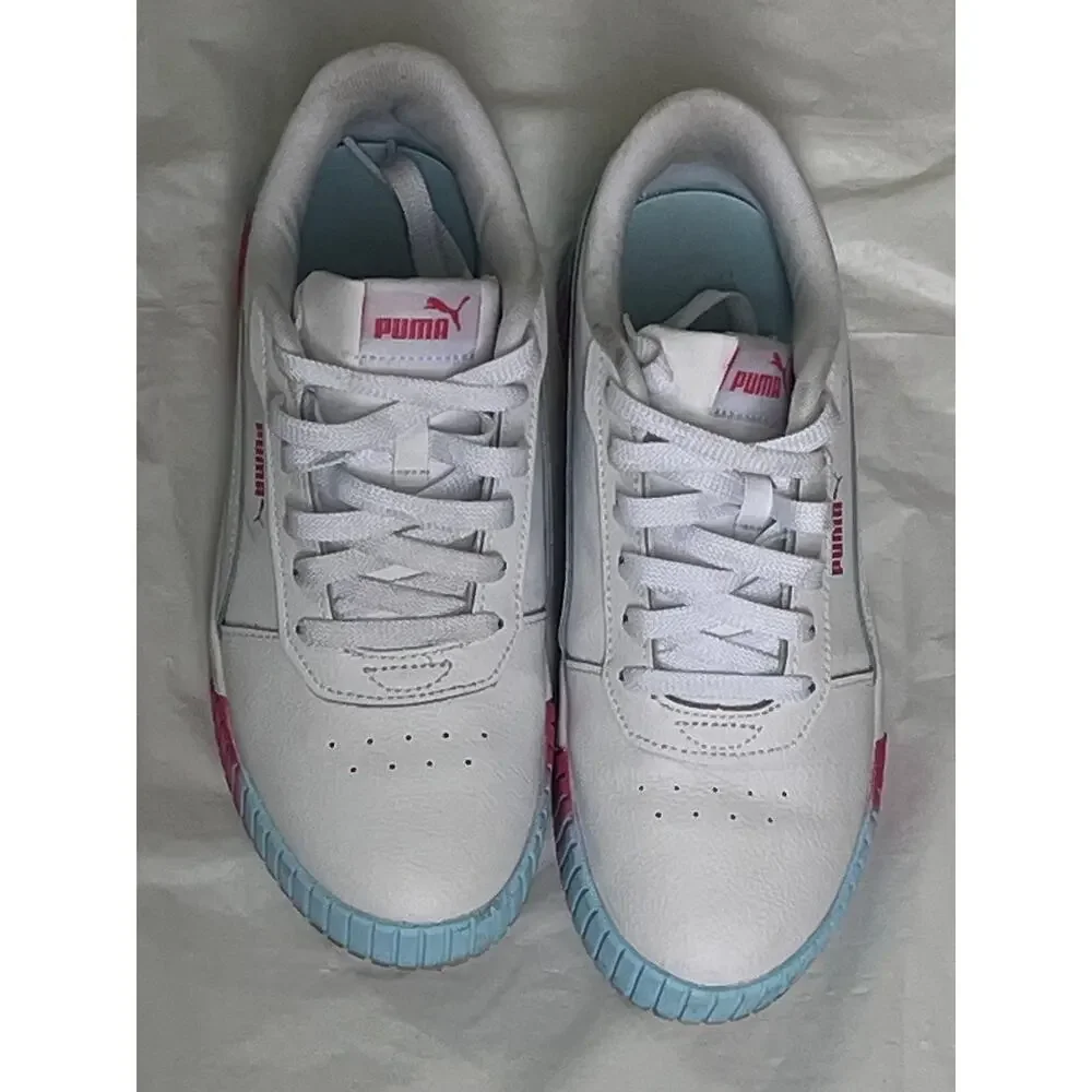 Big Kid's Puma Carina 2.0 Fade Jr White/Pink/Blue - size 7 - 390472-01 With Box